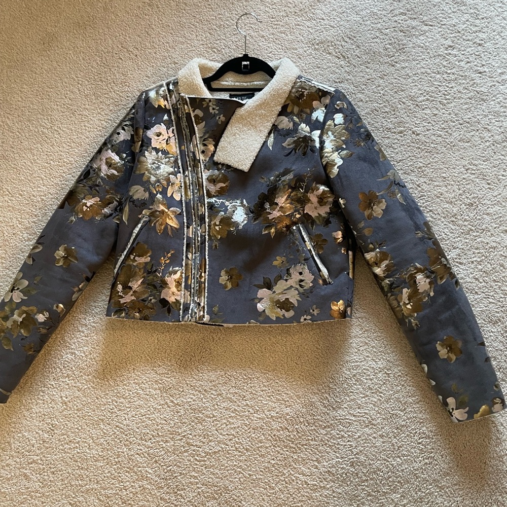 Metallic shearling jacket